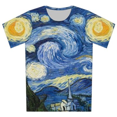 2022 Children Funny Art Design Van Gogh Oil Painting Printed T-Shirts Girls Boys Summer Tops Short Sleeve Kids Clothes T Shirt