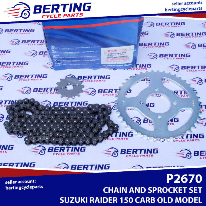 SGP CHAIN AND SPROCKET SET Suzuki Raider 150 Carb Old Genuine 2700025800000 Lazada PH