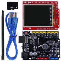 โมดูล Tampilan LCD TFT 2.2 Inci Pelindung Layar Sentuh + ชุด Atmega328p Papan Dengan Kabel USB Kartu Tf/paa Patibel Unarduino