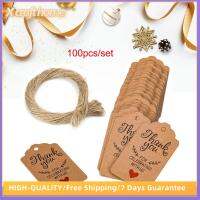 X CRAFT HOME 100pcs(with 20m rope) DIY ป้ายชื่อสวน อุปกรณ์จัดงานแต่งงาน งานฝีมือ แท็กกระดาษคราฟท์ แฮงค์แท็ก สุขสันต์วันคริสต์มาส ป้ายขอบคุณ