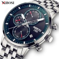 ZZOOI NIBOSI Top Brand Luxury Mens Watches Luminous Waterproof Stainless Steel Quartz Watch Men Date Calendar Business Wristwatch New