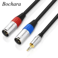 Bochara Gold Plated 3.5mm Stereo Jack Male to Dual XLR Male OFC Aux Audio Cable Foil+ided Shielded 1m 2m 3m