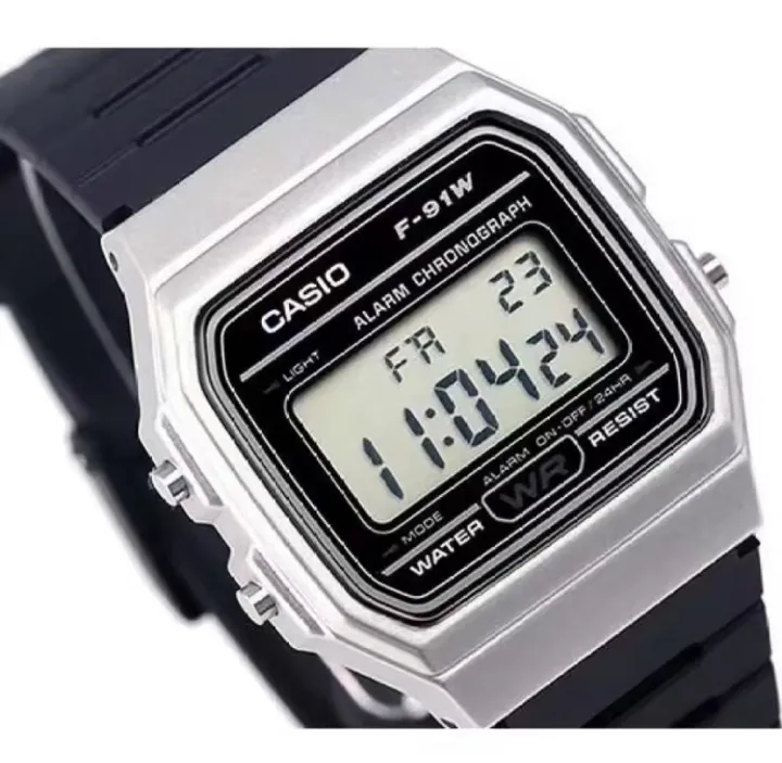 นาฬิกาข้อมือ-casio-ของแท้-สายเรซิน-รุ่น-f-91w-black
