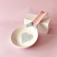 Heart Design Ceramic Spoon Holder Household Snack Dessert Dish with Handle Kitchen Utensil Spatula Storage Shelves Cooking Tools Serving Utensils