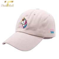 ThaiTeeMall-พร้อมส่ง! หมวกแก๊ปปักลายยูนิคอร์นสุดน่ารัก ผ้าแคนวาสหนาพิเศษ รุ่น YH-K03