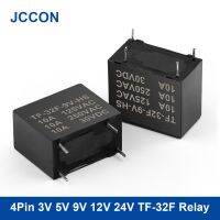 10Pcs DC Power Relay 4Pin 10A 3V 5V 9V 12V 24V 0.45W Relays PCB Type Black Automobile Relay TF-32F Series