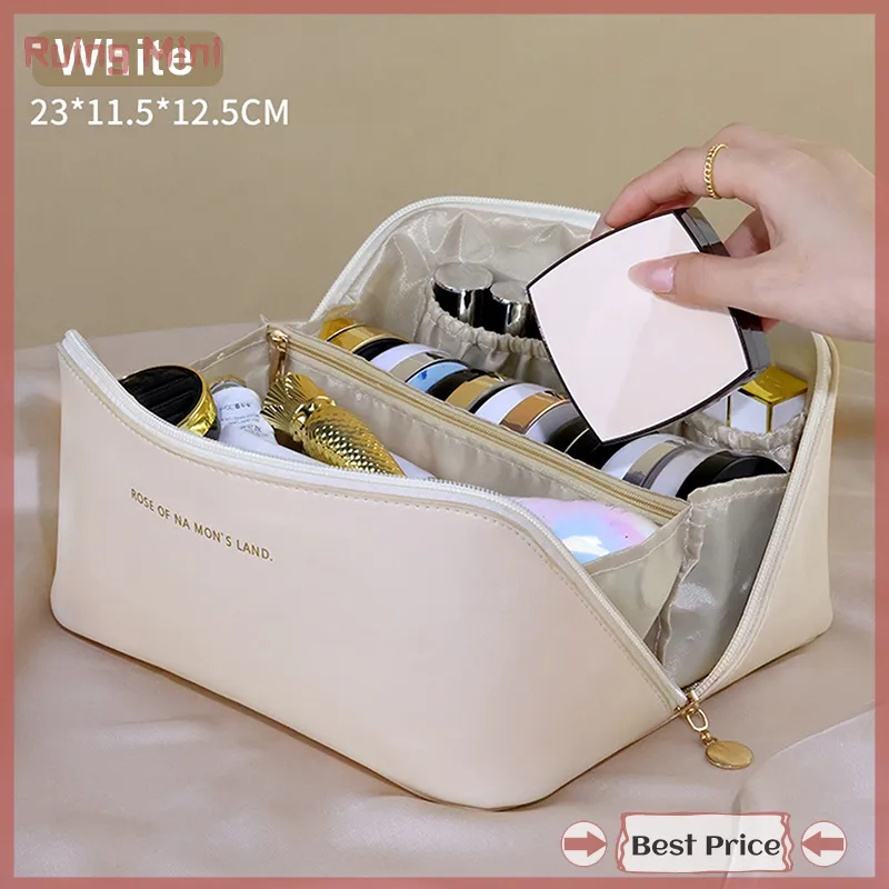 Large Travel Cosmetic Bag For Women Leather Makeup Organizer Female  Toiletry Kit Bags Make Up Case Storage Pouch Luxury Lady Box