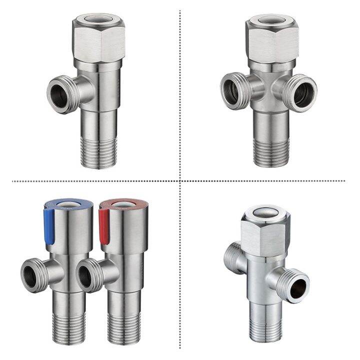 Pack Of 2 Stainless Steel Corner Valves, Bathroom Hot Cold Water Shut-off Valve, Water Connection Angle Valves, For Bathroom, Kitchen, Sink, Toilet