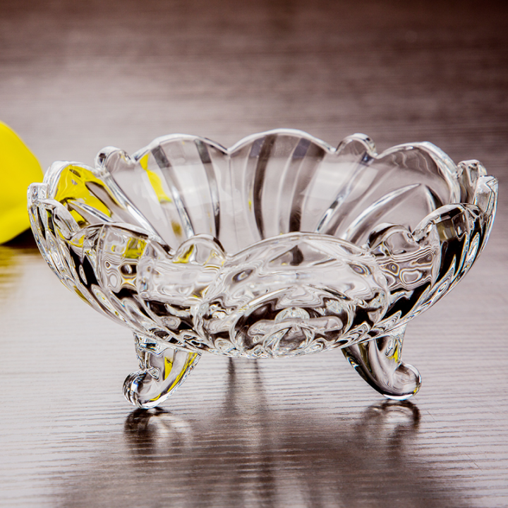 Crystal Fruit Bowl-Crystal glass fruit bowl large plate with foot for ...