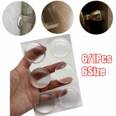 Silicone Clear Door Stopper Wall Protector Round Non-slip Shock Self Adhesive muffler Reusable Door Handle Bumper Protective Decorative Door Stops