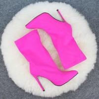 Womens Shoes Mid-tube Boots Stretch Cloth Socks Boots Pointed Stiletto High Heels Large Size Womens Boots 35-43 Size