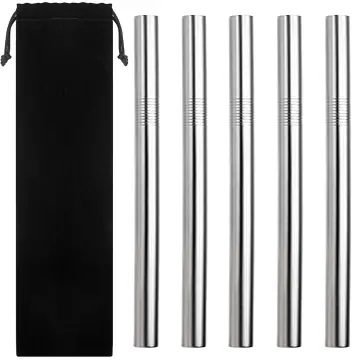 5PCS Stainless Steel Boba Straws, Reusable Big Fat Smoothies Straws Wide  Straw for Bubble Tea, Juice, Thick Milkshakes 