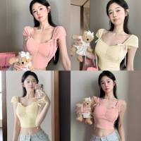 ? เสื้อกล้ามไหมพรม ดีเทลโบว์ผูกน่ารัก สีพาสเทล สินค้าพร้อมส่ง ( M5529/FY678 )-C