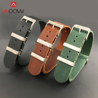 Genuine Leather Nato Watchband 18mm 20mm 22mm 24mm Stainless Steel Buckle Men Zulu Replace Bracelet Strap Band Watch Accessories