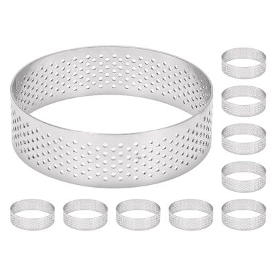 10Pcs Circular Tart Rings With Holes Stainless Steel Fruit Pie Quiches Cake Mousse Mold Kitchen Baking Mould