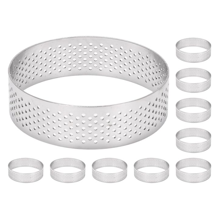 10pcs-circular-tart-rings-with-holes-stainless-steel-fruit-pie-quiches-cake-mousse-mold-kitchen-baking-mould