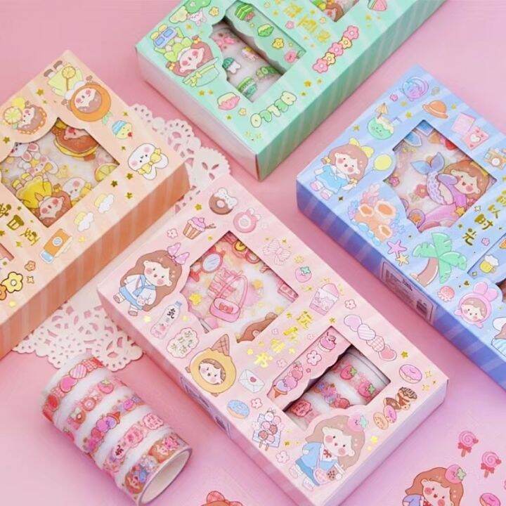 9+5 /set Cute Sticker adhesive tape gift box set Creative Students DIY ...