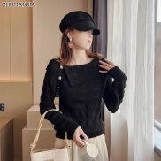 CHUMANJIA women s sweater 2023 one-shoulder sweater top off
