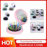 Portable Round Pocket Small Travel Massage Folding Comb Girl Hair Brush With Mirror Styling Tools Mini Pocket Mirror Hot Sale