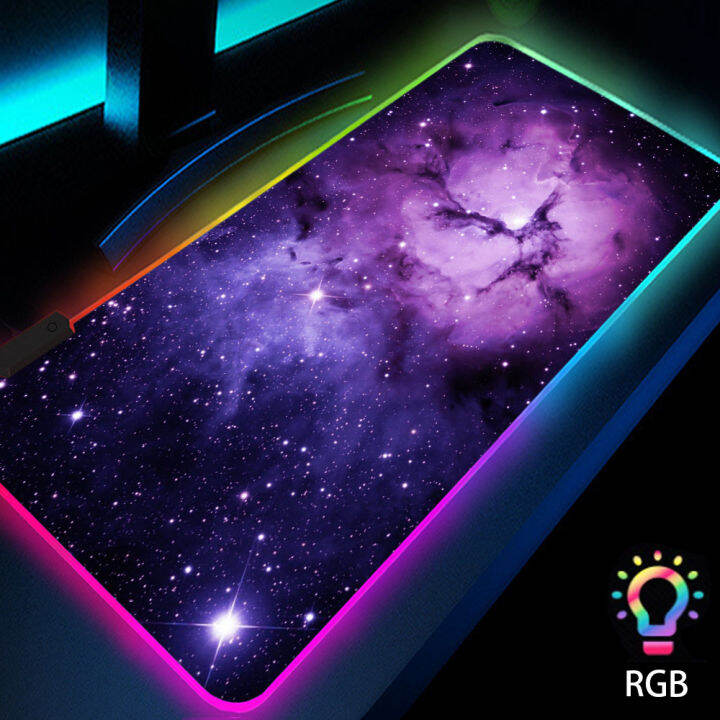 Purple Anime RGB LED Mouse Pad 70x30 Mechanical Gaming Keyboard Office