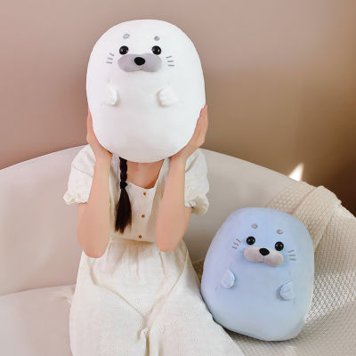 Standing Seal Adorable Plush Toy Blue White Pp Cotton Gift Filling Decoration