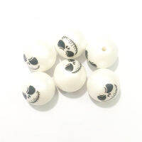 Newest 20mm 100pcslot Acrylic Matte Pearl Print New Ghost Face Beads For Chunky Halloween Necklace Design