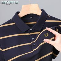 ♘เสื้อยืดแขนสั้น Fred Perry PERRY สำหรับผู้ชายเสื้อโปโล2023ฤดูร้อนเสื้อปักลายทางหูข้าวสาลี