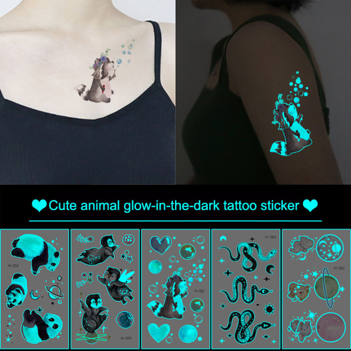 Màu Xanh Lá Cây Phát Sáng Không Thấm Nước Phim Hoạt Hình Không Gian Động  Vật Tattoo Stickers Lễ Hội Âm Nhạc Mặt Stickers | Lazada.Vn