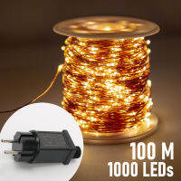 200เมตร2000LEDs ลวดทองแดงนางฟ้า S Tring ไฟกันน้ำเสียบอะแดปเตอร์สำหรับกลางแจ้งปาร์ตี้คริสต์มาสวันหยุดงานแต่งงานตกแต่ง