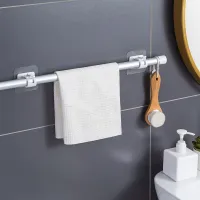 2pcs/lot Strong Curtain Rod Bracket Holders Hooks Self-adhesive Rod Holder Clothes Rail Bracket Toilet Bathroom House Supplies