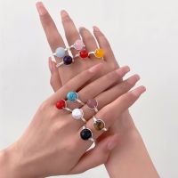 [COD] Cross-border and natural stone copper wire ring female bead index finger ins