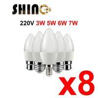 [Super bright bulb] 8ชิ้น/ล็อต Led เทียนหลอดไฟ C37 3วัตต์5วัตต์6วัตต์7วัตต์อบอุ่นสีขาวเย็นวันแสง B22 E14 220โวลต์240โวลต์6000พันสำหรับตกแต่งบ้านโคมไฟ