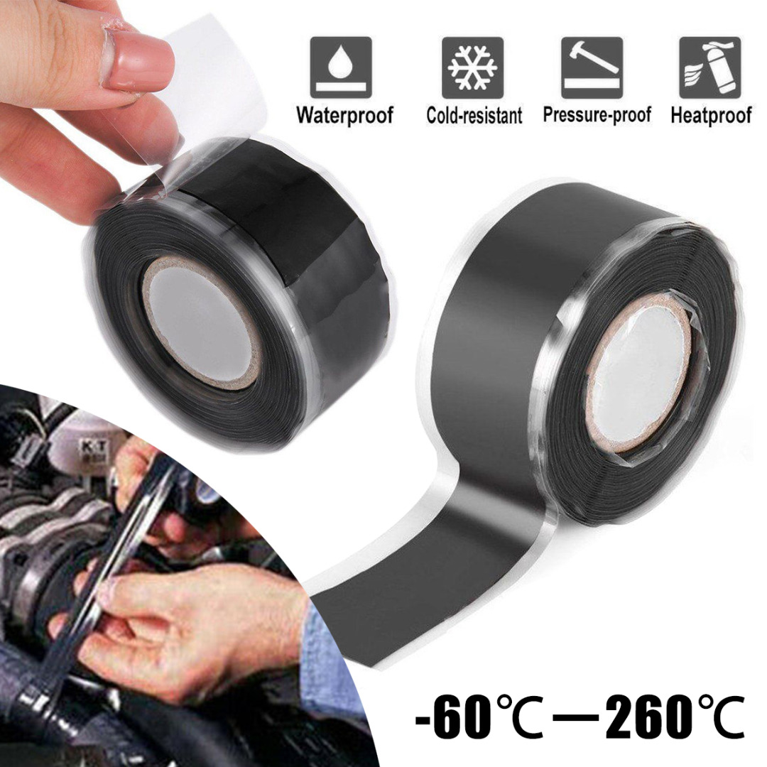 Black Insulating Silicone Tape For Pipe Repair Water Leak Burst Stopper 3*2.5cm 