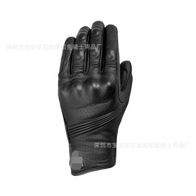 ถุงมือขี่มอเตอร์ไซค์ตาข่ายระบายอากาศป้องกันการตกสีดำ ถุงมือขี่มอเตอร์ไซค์กันลื่นสำหรับผู้ชาย