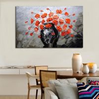 Barocco No Frame Hand Painted Still Life Oil Painting on Canvas Orange Flowers Modern Home Decoration Intl