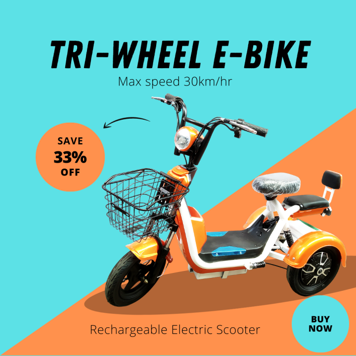 TriWheel EBike Rechargeable Electric Scooter Threewheel Scooter