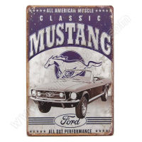 ป้ายสังกะสวินเทจ Classic Ford Mustang, ขนาด 20x30 ซม