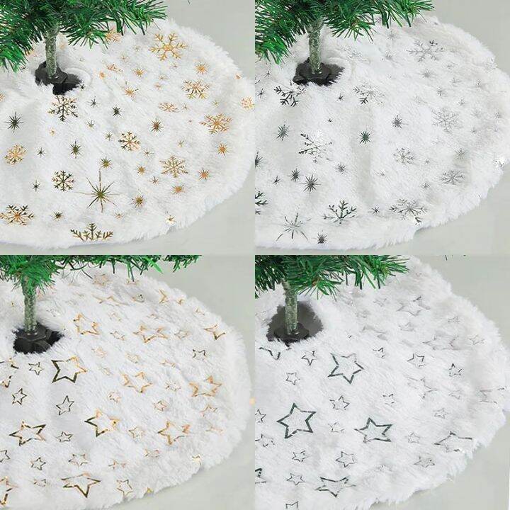 Christmas Tree Skirt Snowflake Sparkle Tree Skirt 38cm Plush Tree Skirt