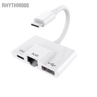 Rhythm000 อะแดปเตอร์การ์ดเครือข่าย Usb เป็นอีเธอร์เน็ต Type C 3 In 1 สําหรับเชื่อมต่อโทรศัพท์มือถือ