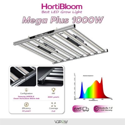 [ready stock][ส่งฟรี] ไฟปลูกต้นไม้ Hortibloom รุ่น MEGA PLUS 1000W 8 บาร์  ไฟปลูก ฮอร์ติบูมมีบริการเก็บเงินปลายทาง