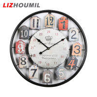 LIZHOUMIL นาฬิกาติดผนังทรงกลมที่มีตัวเลขอารบิกเงียบไม่ติ๊กสำหรับห้องนั่งเล่นอุปกรณ์ตกแต่งห้องนอน