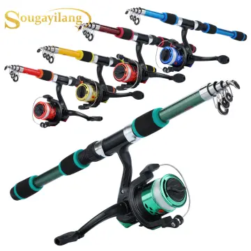 Cheap Fishing Rod Combo 1.8 Telescopic Spinning Reel Lure Line Hook Set for  Women Children Fishing Gift