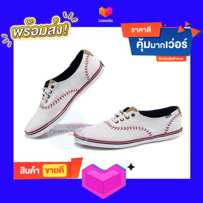 รองเท้าผ้าใบลายเบสบอล keds CHAMPION PENNANT OFF WHITE