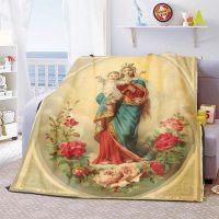 Virgin Mary Religion Christ Blanket Lightweight Bedding Super Soft Worm Flannel Blanket for Bed Living Room Sofa Sofa Adult