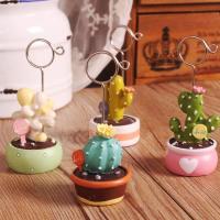 【CW】♧☍  1 Piece Resin Kawaii Cactus Photo Clip Note Message Business Card Desktop Small Ornaments