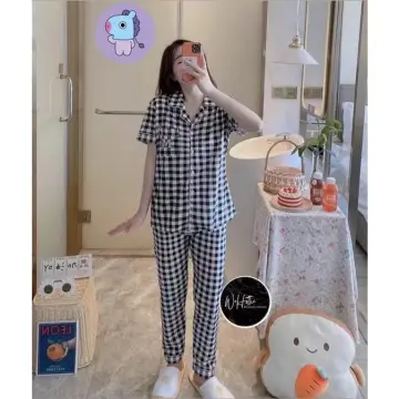 Korean silk short sleeve plain comfortable terno pajamas/sleepwear for women  plug size
