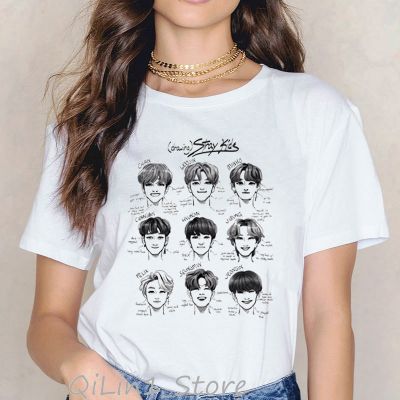 Ropa Mujer 2022 Stray Kids Kpop Tshirt Women Plus Size Funny T Shirts Harajuku Ulzzang Shirt StrayKids Female T-Shirt
