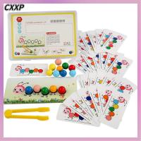 CXXP สำหรับเด็กๆ ของเล่นสำหรับพ่อแม่และลูก ทำจากไม้ ของเล่นแบบโต้ตอบ เกมจับคู่ลูกปัดสี ของเล่นมอนเตสซอรี่ เกมลูกปัดคลิป