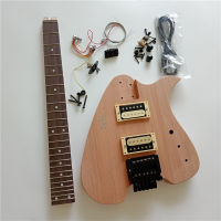 Semi Finished Special Shaped 6 Strings Headless Electric Guitar,Mahogany Body&amp;Normal 24 Frets Rosewood Fingerboard Include All Hardware No Paint Diy Guitar Kits BJ388