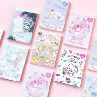 ☾☏ Kawaii Sanrio Cute Sticky Notes Kitty Melody Kuromi Stationery Cartoon Message Book Childrens Gifts Letter Paper Hand Account